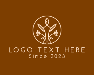 Symmetric - Natural Floral Emblem logo design