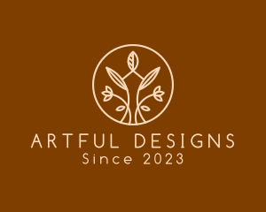 Natural Floral Emblem logo design