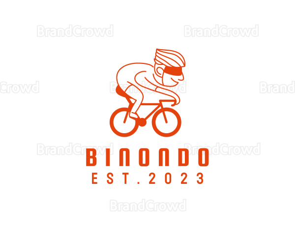 Happy Cyclist Cartoon Logo