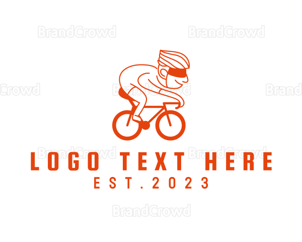 Happy Cyclist Cartoon Logo