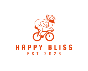 Happy Cyclist Cartoon logo design