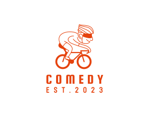 Racing - Happy Cyclist Cartoon logo design