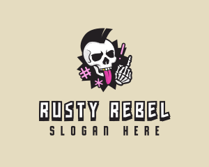 Skull Rebel Punk logo design