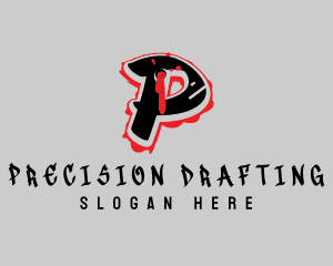 Splatter Graffiti Letter P logo design