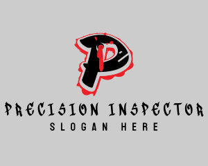 Splatter Graffiti Letter P logo design