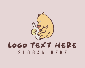 Bottle - Drunk Wine Bottle Bear logo design