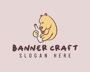 Drunk Wine Bottle Bear logo design