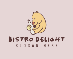 Drunk Wine Bottle Bear logo design