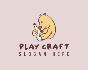 Drunk Wine Bottle Bear logo design