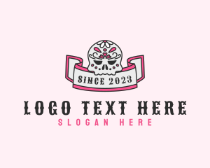 Skull - Heart Skull Banner logo design