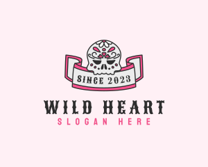 Heart Skull Banner  logo design