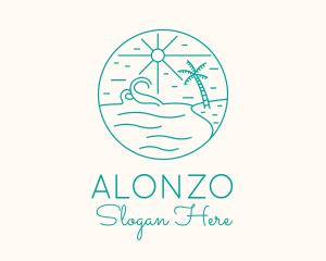 Minimal Tropical Beach logo design