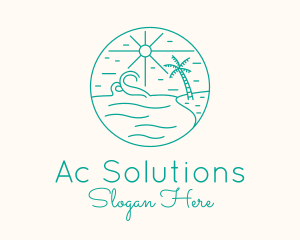 Minimal Tropical Beach logo design