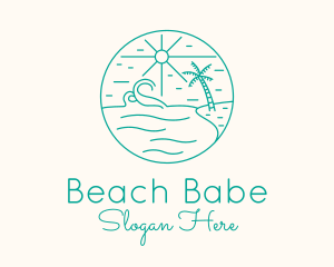 Minimal Tropical Beach logo design