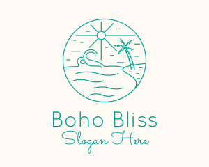 Minimal Tropical Beach logo design