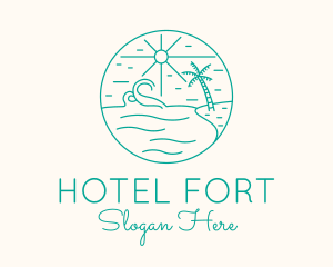 Minimal Tropical Beach logo design