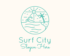 Minimal Tropical Beach logo design