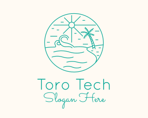 Minimal Tropical Beach logo design