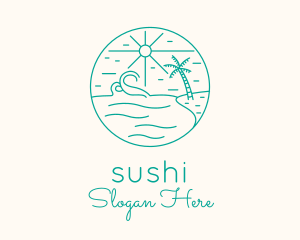 Minimal Tropical Beach logo design