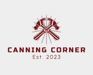 Double Carpenter Hammer logo design