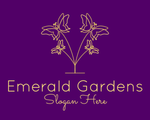 Symmetrical Butterfly Plant logo design