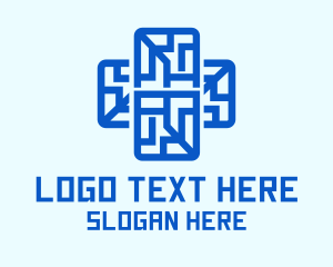 Cross - Digital Tech Cross logo design