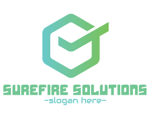 Green Hexagon Check logo design