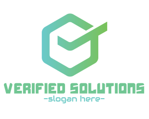 Green Hexagon Check logo design