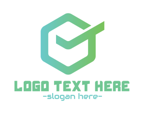 Review - Green Hexagon Check logo design
