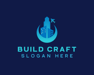 Airplane Building Cityscape logo design