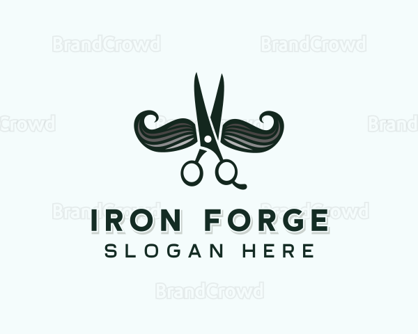 Mustache Scissor Barber Logo