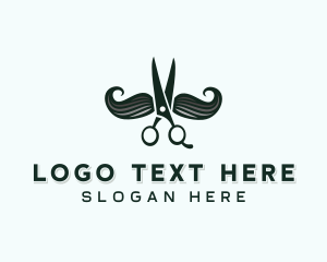 Grooming - Mustache Scissor Barber logo design