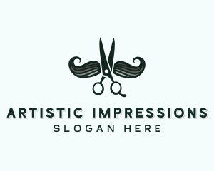 Mustache Scissor Barber Logo