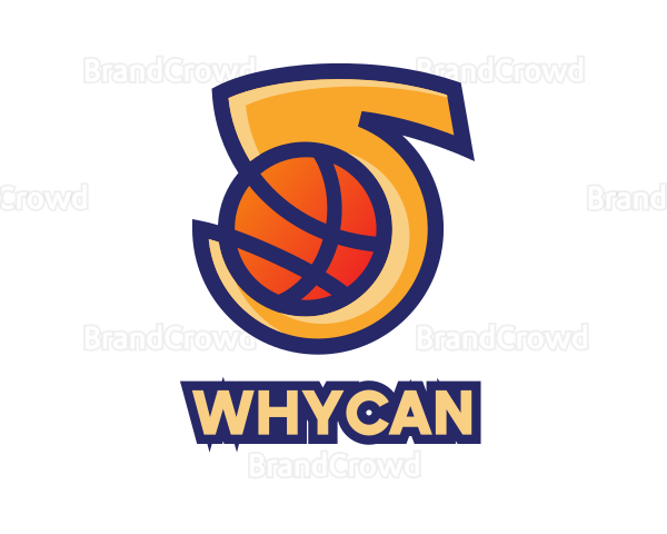 Basketball Number 5 Logo