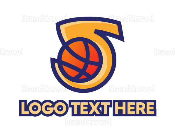 Basketball Number 5 Logo