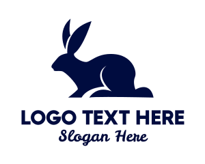 Blue Rabbit - Blue Pet Rabbit logo design