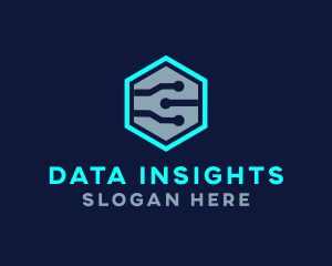 Hexagon Circuit Network logo design