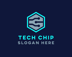 Microchip - Hexagon Circuit Network logo design