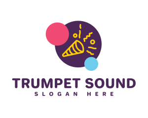 Trumpet - Party Trumpet Confetti logo design