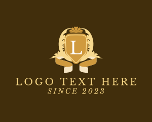 Ribbon - Floral Wreath Shield  Boutique logo design