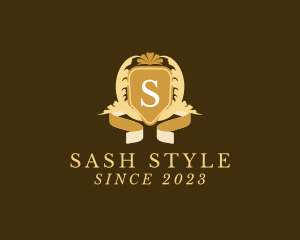 Sash - Floral Wreath Shield  Boutique logo design