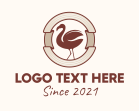 Heron - Coffee Bean Flamingo logo design