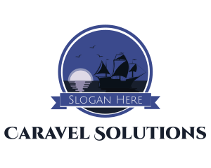 Caravel - Midnight Galleon Sea logo design
