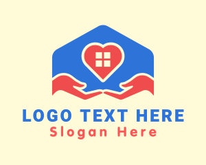 Shelter - House Care Heart logo design