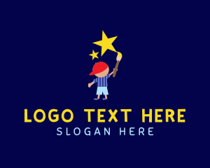 Painting Lessons - Painter Boy Stars logo design