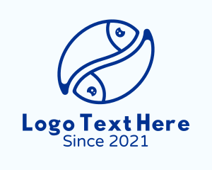 Fisherman - Blue Pisces Fish logo design