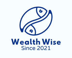 Fisherman - Blue Pisces Fish logo design