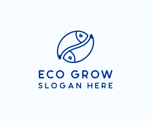 Aquaponics - Blue Pisces Fish logo design