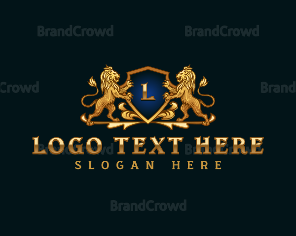 Luxury Lion Shield Crest Logo