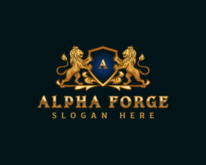 Luxury Lion Shield Crest logo design